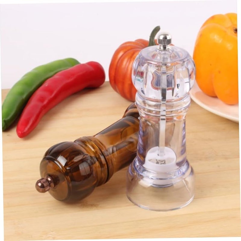 2 Pcs Manual Spice Grinder Set For Pepper Salt Kitchen With Glass Bottle - Image 2